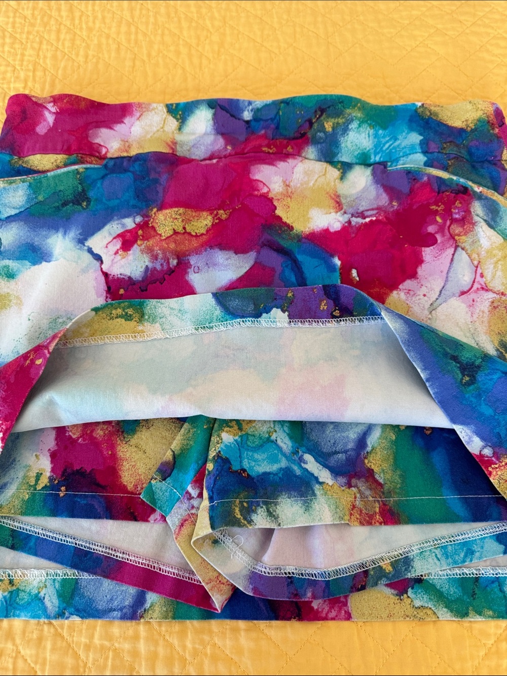 Attyre Multicolor Abstract Midi Skort in Blue, Teal & Magenta (multicolors) - Picture 3 of 4